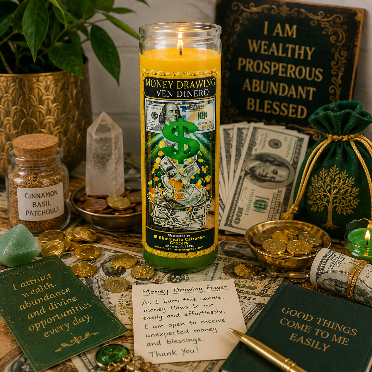 Money Drawing Candle Ritual Set