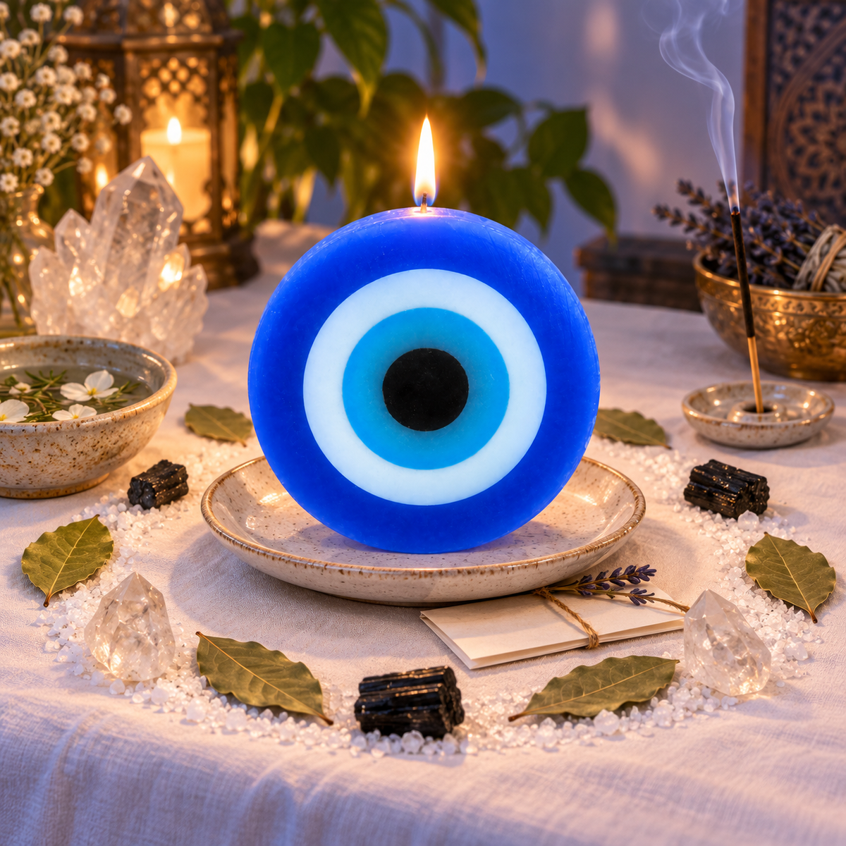 Round Evil Eye Protection Candle