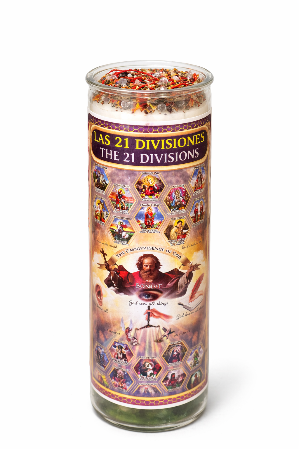 Las 21 Divisiones 7-Day Ritual Candle Set with Protection Bracelet or Natural Healing Stone & Sacred Herbs for Spiritual Protection and Cleansing