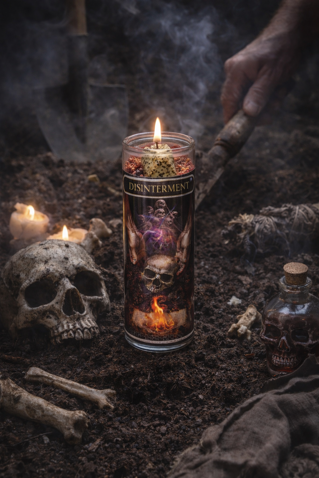 Disinterment 7-Day Candle Ritual Set for Spiritual Clearing & Energetic Release with Sacred Herbal Blend & Dalmatian Jasper Pyramid Crystal