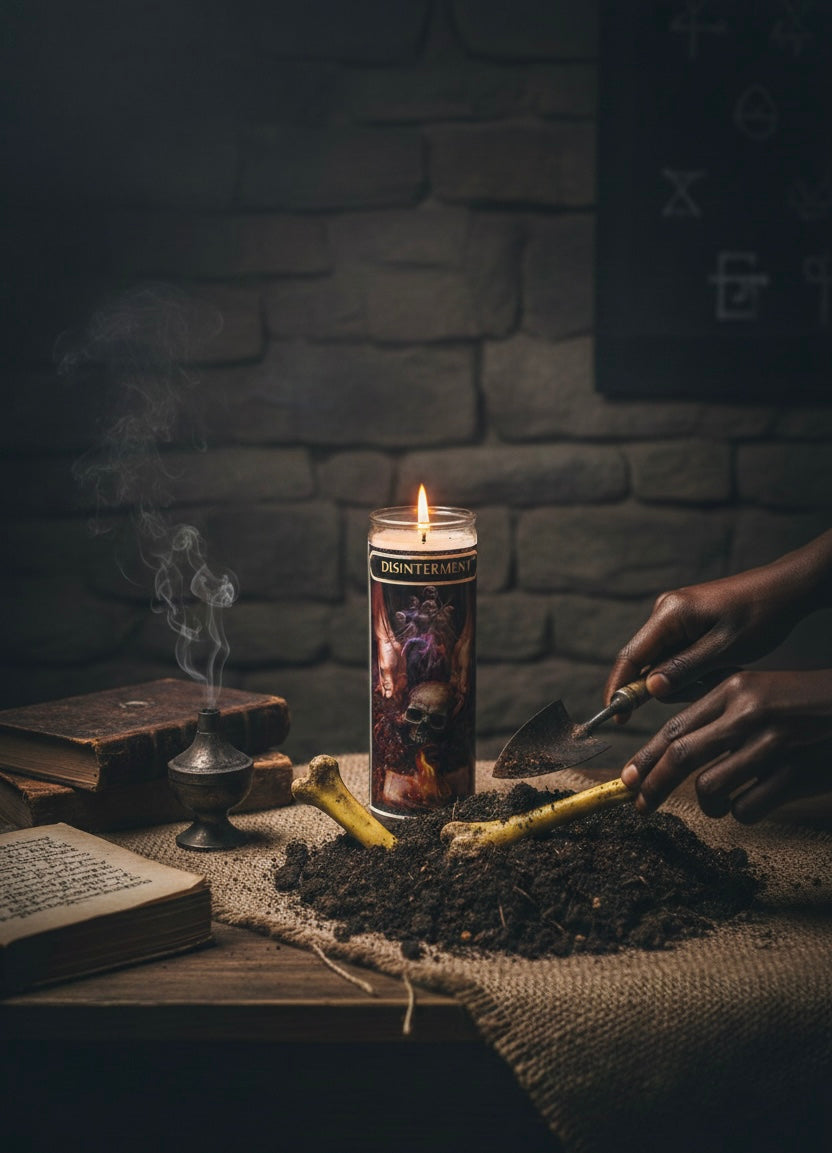 Disinterment 7-Day Candle Ritual Set for Spiritual Clearing & Energetic Release with Sacred Herbal Blend & Dalmatian Jasper Pyramid Crystal