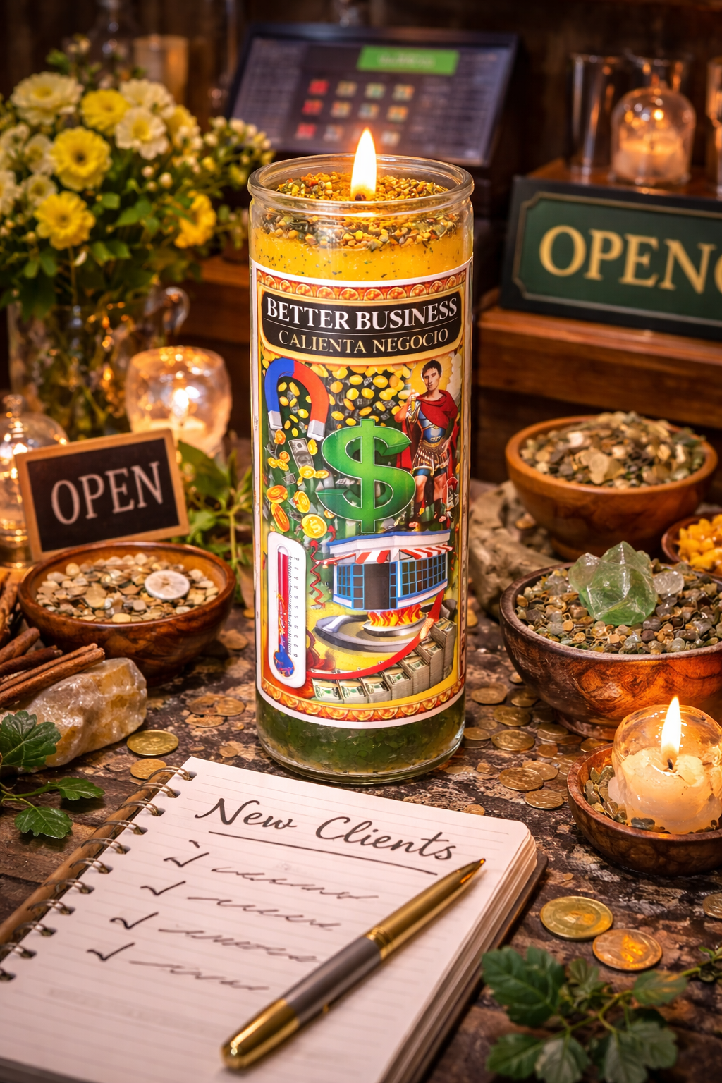 Better Business 7-Day Candle Ritual Set - Prosperity Oil and Herbs Included