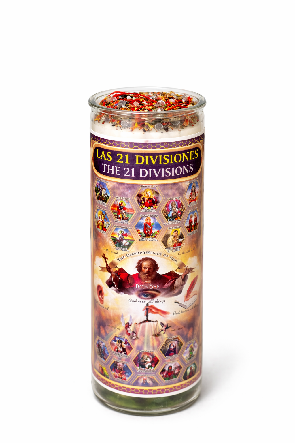 Las 21 Divisiones 7-Day Ritual Candle Set with Protection Bracelet or Natural Healing Stone & Sacred Herbs for Spiritual Protection and Cleansing