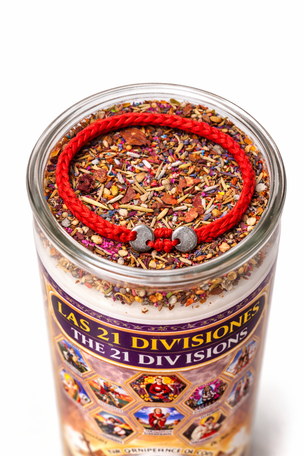 Las 21 Divisiones 7-Day Ritual Candle Set with Protection Bracelet or Natural Healing Stone & Sacred Herbs for Spiritual Protection and Cleansing