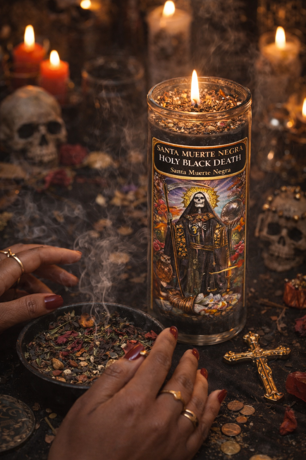 Santa Muerte Negra 3-Day 4-Inch Mini Ritual Candle