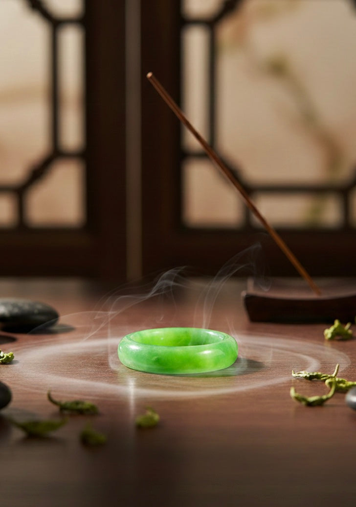 Burmese Jade Healing Crystal Ring - Unisex Band