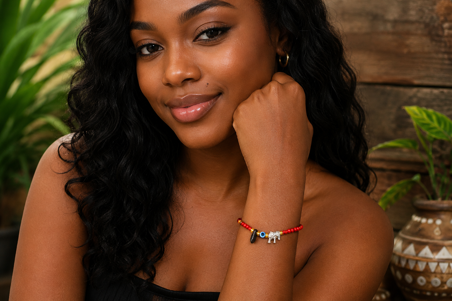 Red Azabache Evil Eye Elephant Protection Bracelet - for Women and Men