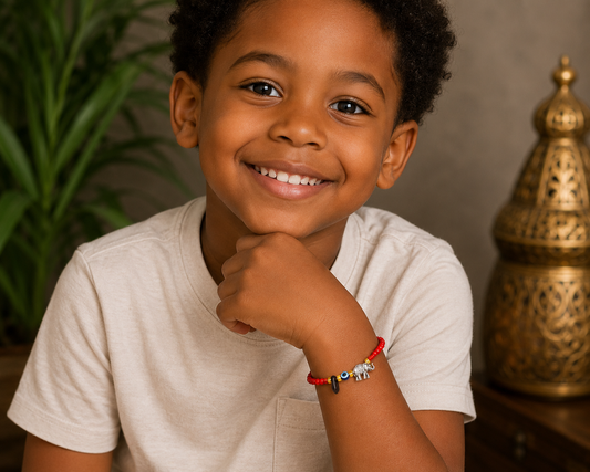 Red Azabache Evil Eye Elephant Protection Bracelet - for Children