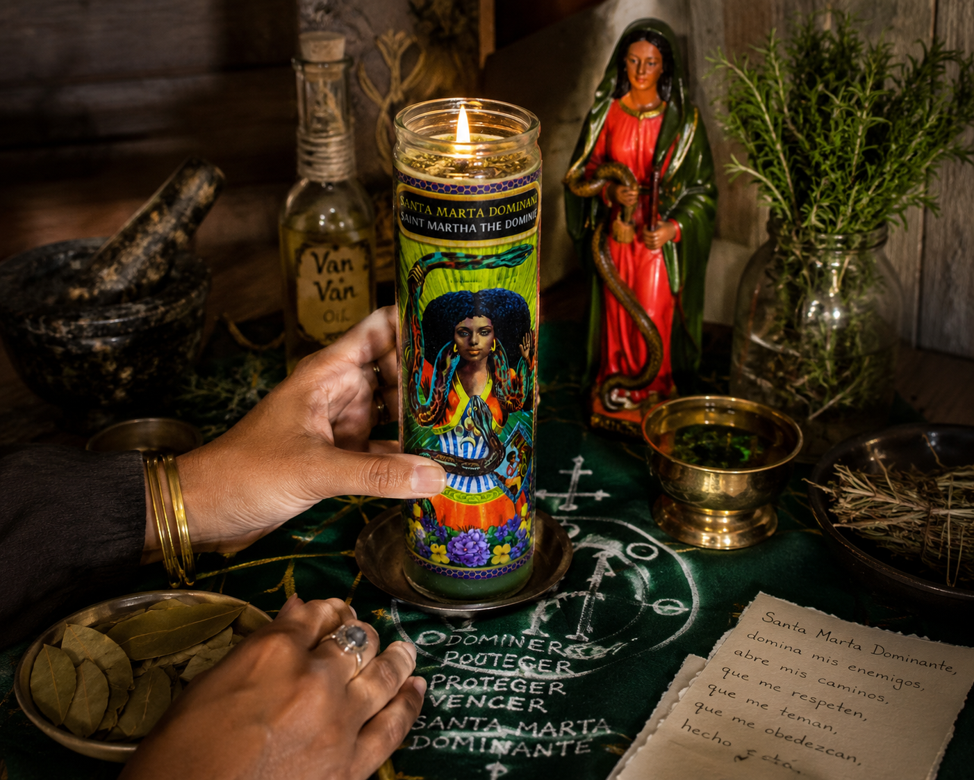 Saint Martha The Dominator 7-Day Dressed Ritual Candle